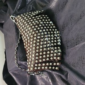 Brown Patent Rhinestone Handbag